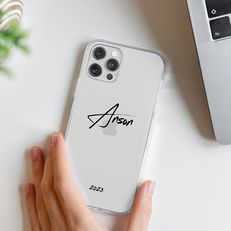 适用于iPhone14promax手机壳定制情侣签名文字透明软壳个性苹果13pro情侣手机套定做7/8plus/11/xr/xs