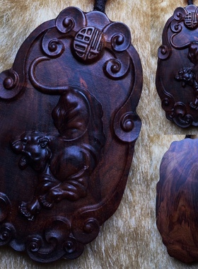 虎生肖合集 海南黄花梨木雕 老虎/虎虎生威项链吊坠 车挂件手把件