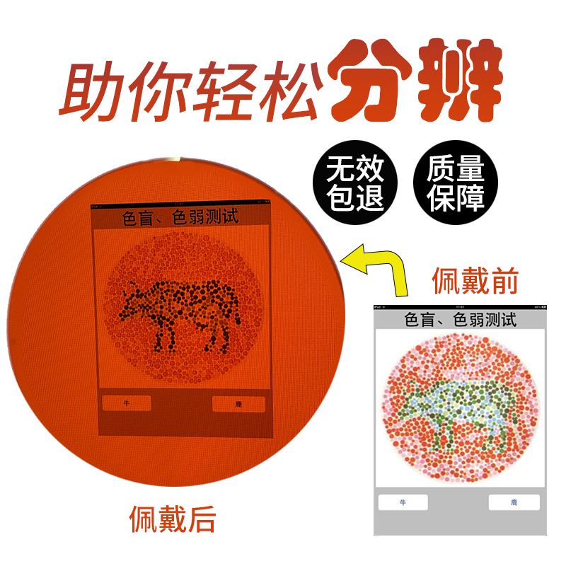 爱视杰旗舰店红绿色盲色弱眼镜矫正辩色看图谱印染绘画开车男女通用大框架眼镜1