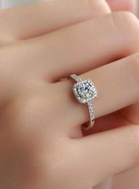 s999钻戒公主纯银戒指莫桑钻石克拉求婚仿真闭口气质礼物送女友