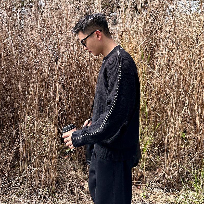 二十二号穿搭【韩版手工穿线】重磅加厚男士毛衣冬季针织衫毛线衣,淘宝优惠券,粉丝福利购,淘宝优惠卷