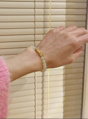 [节节高升]幸运宝石·葡萄石6A奶油体6mm纯银竹子手串