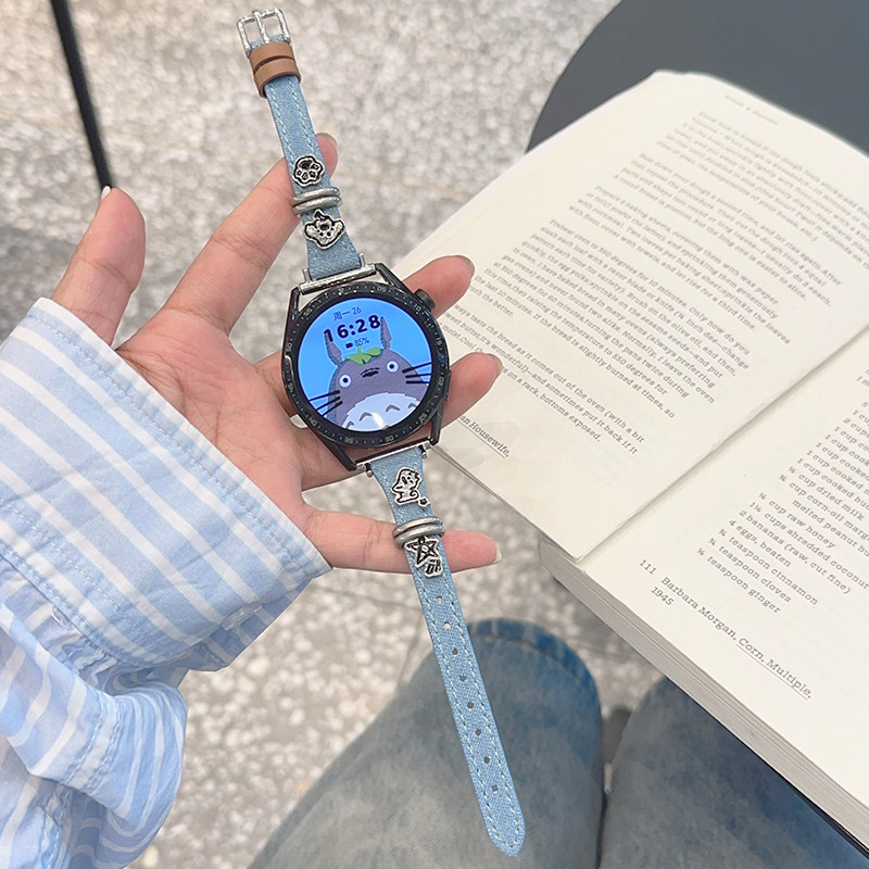 金属牛仔小狗皮革细款GT5适用华为GT3手表watch4pro苹果表带小米2 - 图3