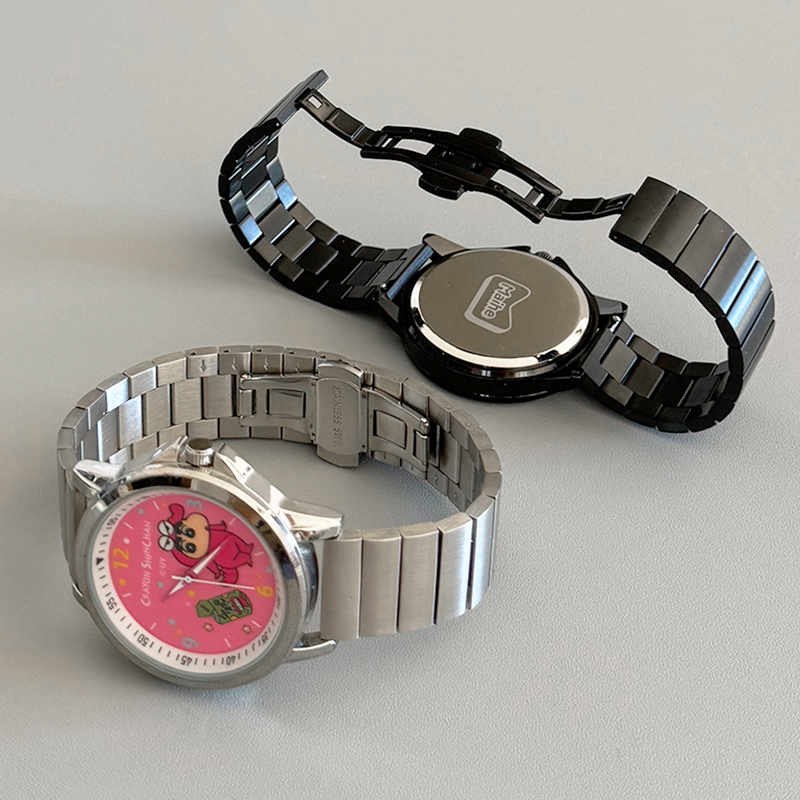 适用三福动漫小新卡通手表竹节金属不锈钢表带新款高级20mm腕带18 - 图0