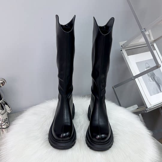 Genuine leather long boots 2025 high tube knight boots waterproof