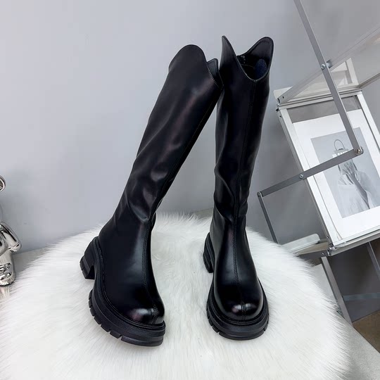 Genuine leather long boots 2025 high tube knight boots waterproof