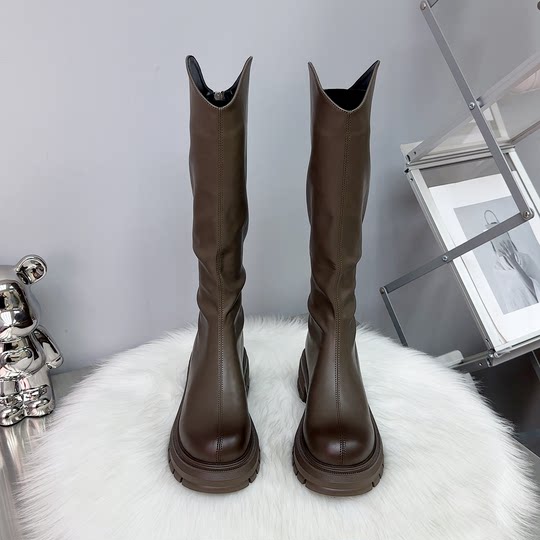 Genuine leather long boots 2025 high tube knight boots waterproof
