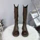 Genuine leather long boots 2025 high tube knight boots waterproof