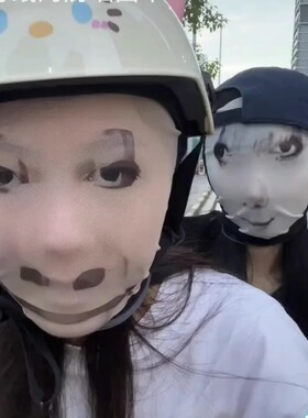 防晒面罩表情包恶搞头套夏季户外男女摩托车骑行全脸龙图遮阳微笑