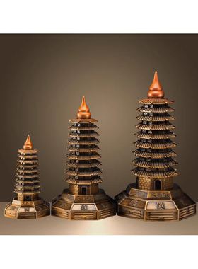 黄铜九层十三层文昌塔客厅桌面摆件书房风水摆设家居工艺品