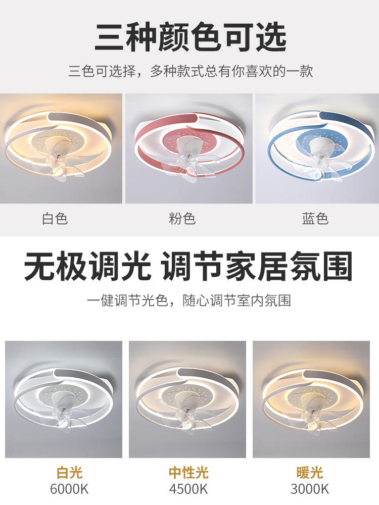 智能简约卧室风扇灯2025新款客厅餐厅超薄静音变频摇头吸顶电扇灯 - 图1