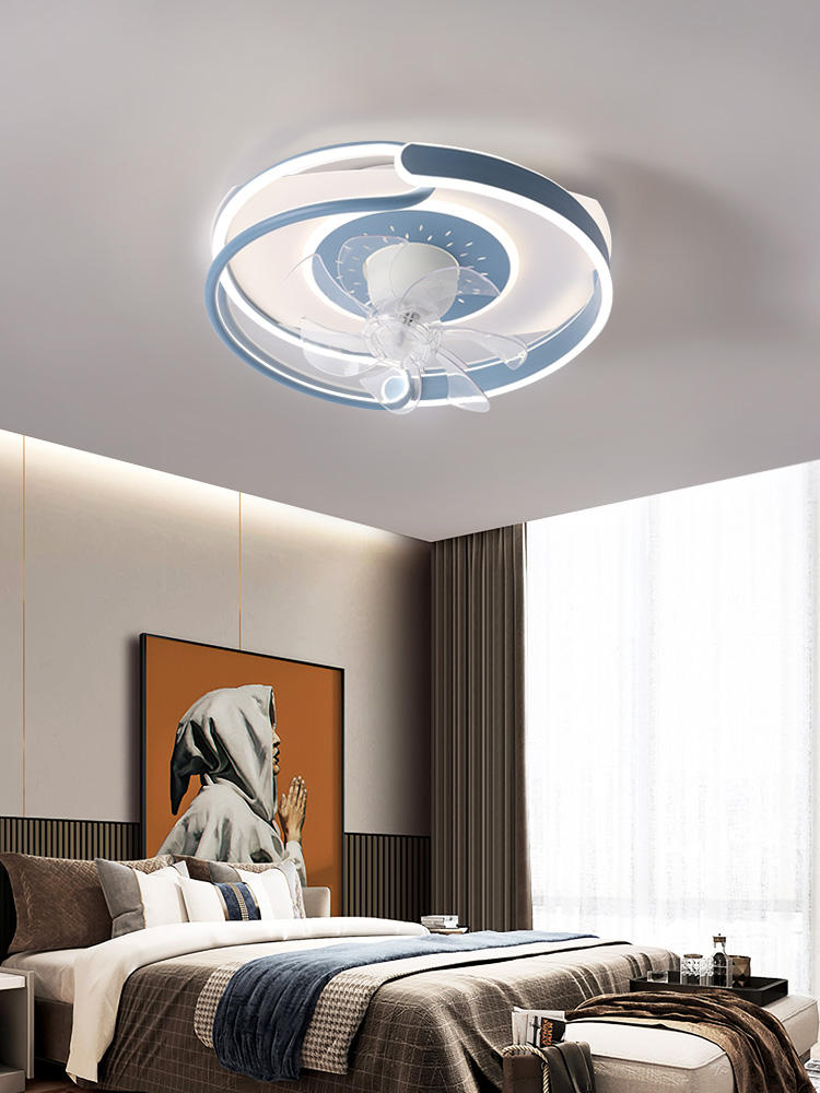智能简约卧室风扇灯2025新款客厅餐厅超薄静音变频摇头吸顶电扇灯 - 图2