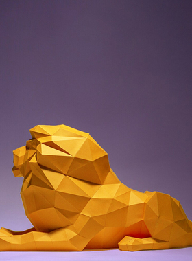 70厘米长 大型落地客厅简约现代狮子摆件自制原创纸模型