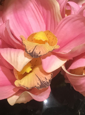 仿真花艺粉色盆栽样板房软装饰品