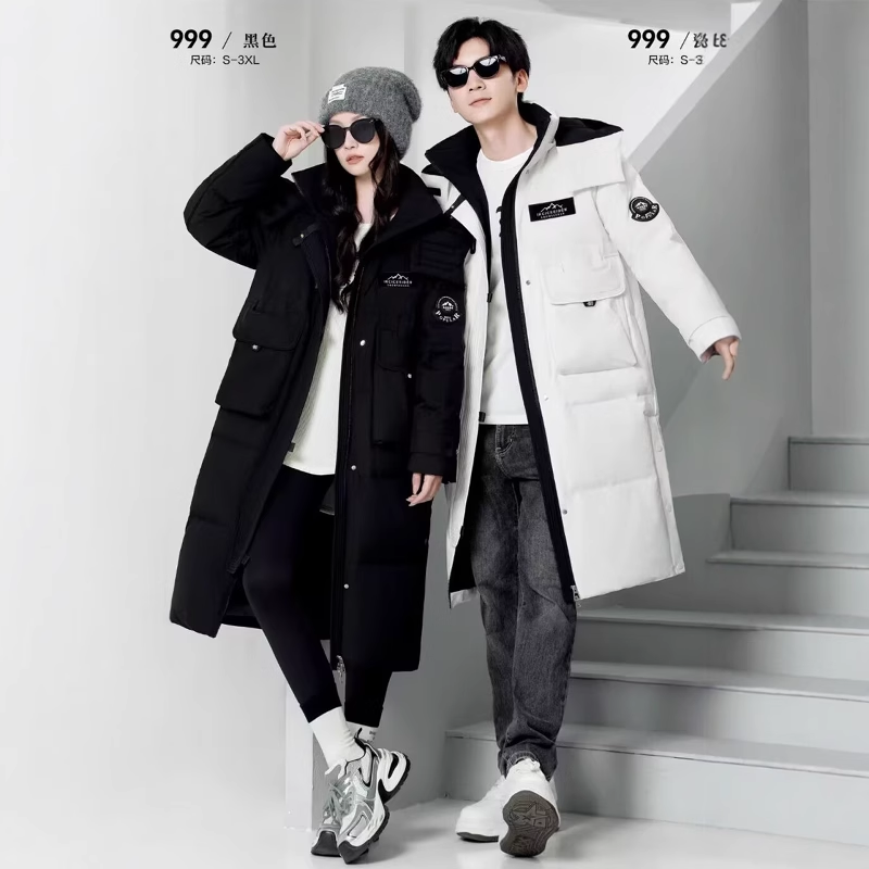 冬季新款男女中长款羽绒服九成品A999半成品衣壳翻新加厚定制加工 - 图1