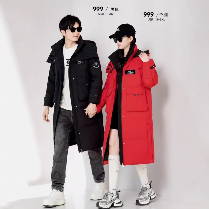 冬季新款男女中长款羽绒服九成品A999半成品衣壳翻新加厚定制加工 - 图0