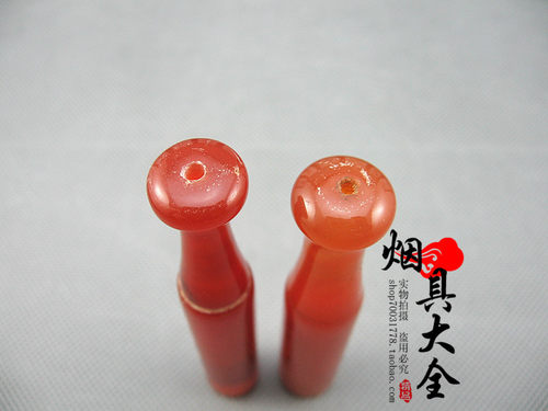天然冰种红玛瑙旱烟嘴 玉石玉髓南红旱烟袋嘴烟杆烟锅烟具配件 - 图1
