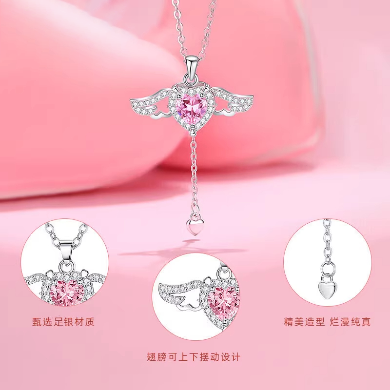 「丘比特之心」s999纯银爱心项链女轻奢小众高级感锁骨链生日礼物 - 图1