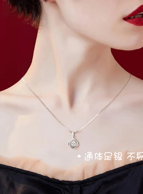 灵动四叶草项链女S999银轻奢小众设计锁骨链生日礼物情人节送女友