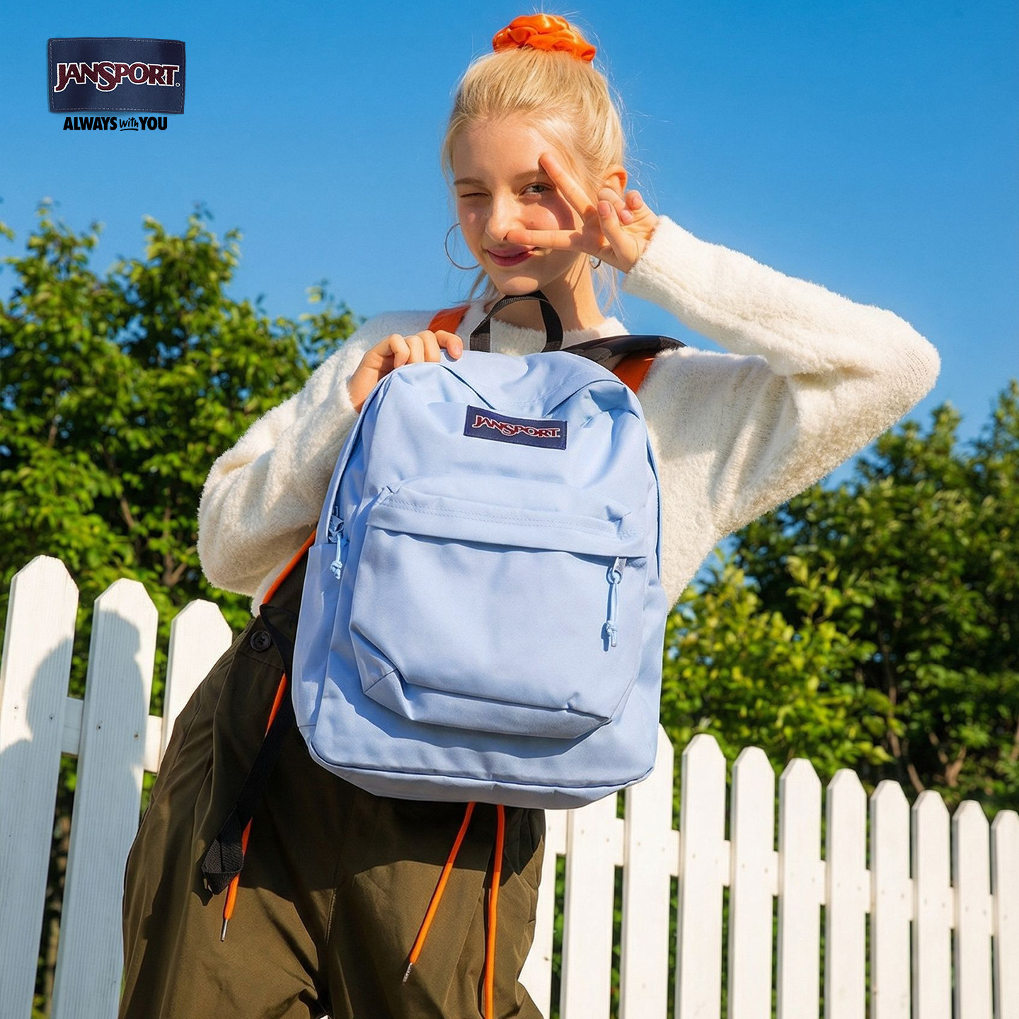 开学礼物JanSport雾霾蓝多巴胺双肩包女旅游轻便学生书包电脑背包