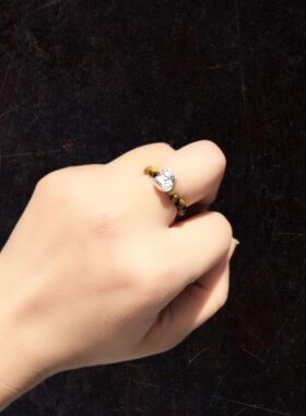 3m虎眼石配8m足银99招财猫戒指弹力绳圈口较小