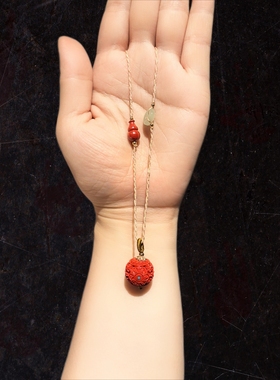15m高含量朱砂水飞砂球配葫芦玉髓手编绳吊坠项链毛衣链锁骨链