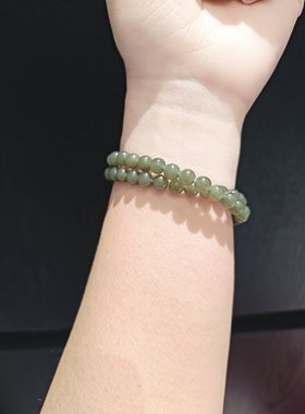 6m和田玉配蜜蜡配11m和田玉大顶珠双圈手串手链接受少许棉絮黑点