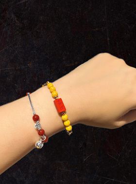 13*7m高含量辰砂朱砂水飞砂心想事成牌配雄黄6m珠手链手串