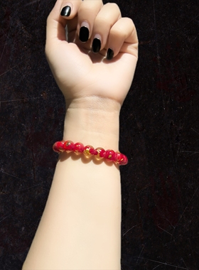 10m红色金箔琉璃手串手链