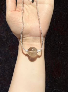 17m大灯泡黄水晶顶珠配2m白尖晶吊坠项链锁骨链接受内部结构棉裂