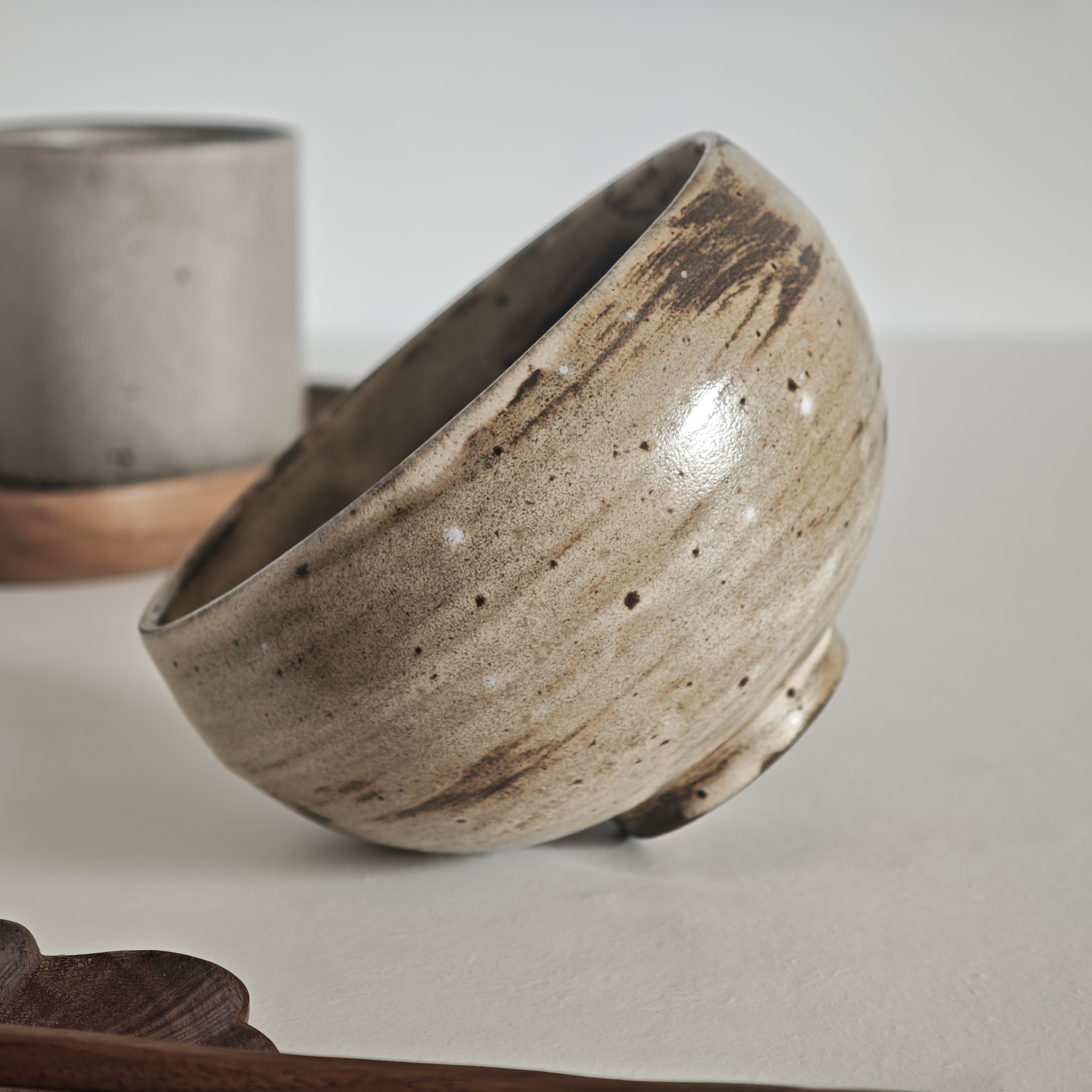 诺裔家 日式器 粗陶复古窑变岩黄釉雪落米饭碗碗红豆年糕汤碗糖水