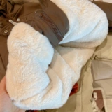 Hhkids Girls Big Mao Wool воротник и бархатный карман в середине длины преодолевают хлопковую куртку зима GWT204