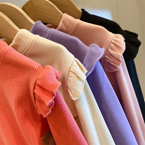 HHKIDS Girl Xiaofei рукава ямы, высокие бомбы Высокие бомбы -все -матч зарубежная рубашка T -Fork 2022 Зимняя одежда GCT332