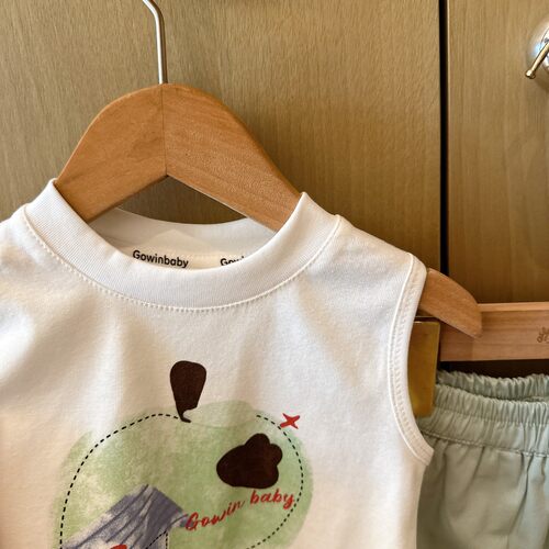 HHkids女童拼接背心花边套装2026款小清新洋气阔腿裤两件套ATZ630 - 图0