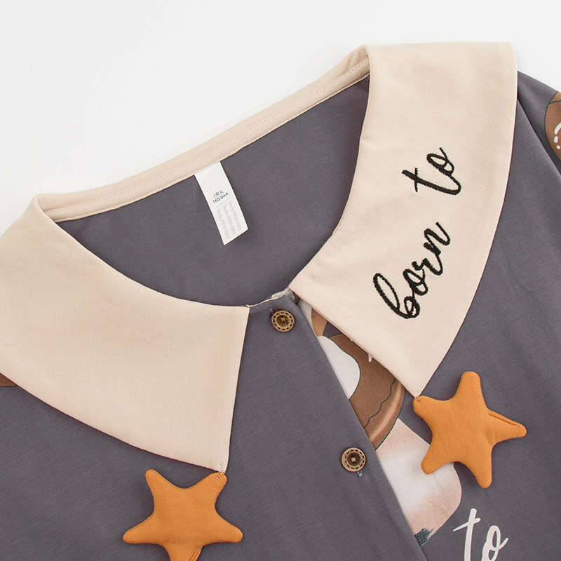 秋款长袖全棉卡通少女洋气甜美睡衣 派邦奴睡衣/家居服套装