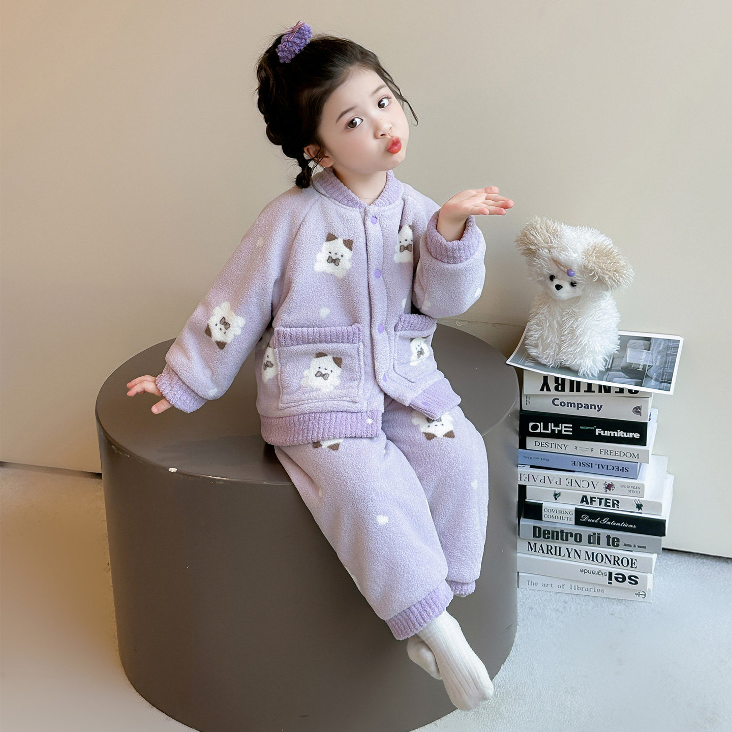 女童加厚睡衣套装冬季2025新款儿童宝宝三层保暖法兰绒开衫家居服,淘宝优惠券,粉丝福利购,淘宝优惠卷