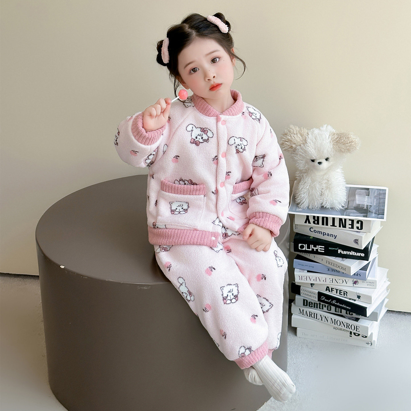 女童加厚睡衣套装冬季2025新款儿童宝宝三层保暖法兰绒开衫家居服,淘宝优惠券,粉丝福利购,淘宝优惠卷