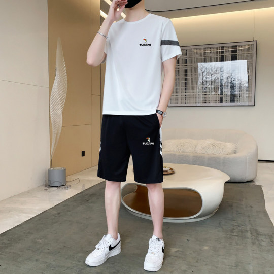 Specht Ice Seide Casual Sports Set Herren Sommer Kurzarm T-Shirt Shorts Dünne zweiteilige Set One Set