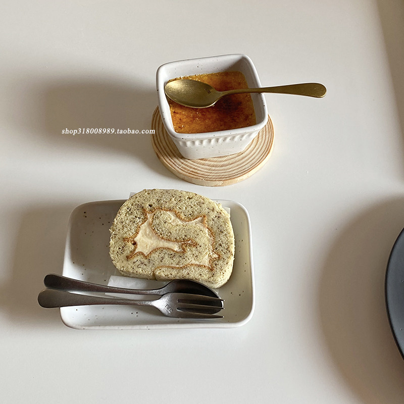 走失的blue点心盘套装北欧长方形甜品盘哑光陶瓷下午茶餐盘小吃碗,淘宝优惠券,粉丝福利购,淘宝优惠卷