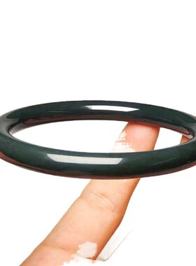 和田玉质地青玉美人条手镯女圆条