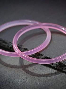 玛瑙玉髓冰种粉色精品叮当对手镯