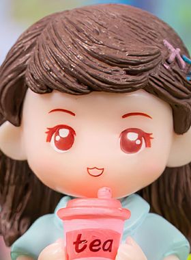 2个卡通可爱情侣坐姿男孩女孩公仔花园摆件(不含坐椅)