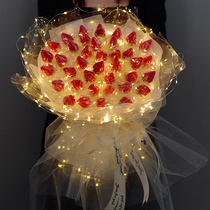 Luminous Transparent Strawberry Bouquet Wrapping Paper Diy Material Great Cherry Girlfriend Birthday Gift Bestie Valentines Day