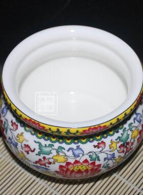 5寸陶瓷香炉 白色釉中唐彩莲花香炉 熏香炉 竹签炉 檀香炉