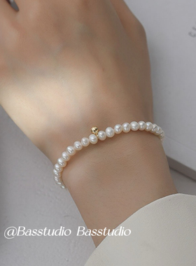 Basstudio 韩国简约珍珠小金豆手链女小众设计高级感闺蜜网红ins