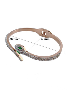 Basstudio 欧美简约钛钢手镯女蛇形镶钻18k玫瑰金小众设计个性潮