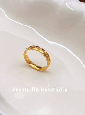 Basstudio轻奢小众系列金色戒指叠戴时髦百搭不掉色钛钢指环饰品