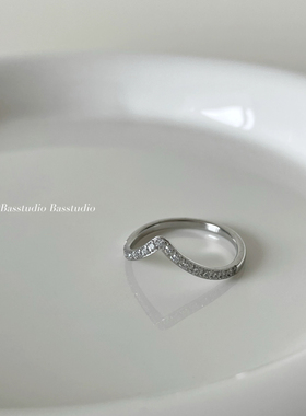 Basstudio 情侣求婚高级感锆石轻奢百搭潮流精致不掉色钛钢食指戒