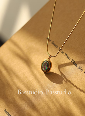 Basstudio黑色烟花彩色锆石几何椭圆暗黑复古拼接链条项链锁骨链
