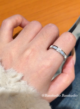 Basstudio贝母钛钢戒指女小众设计素圈轻奢高级感情侣对戒食指环